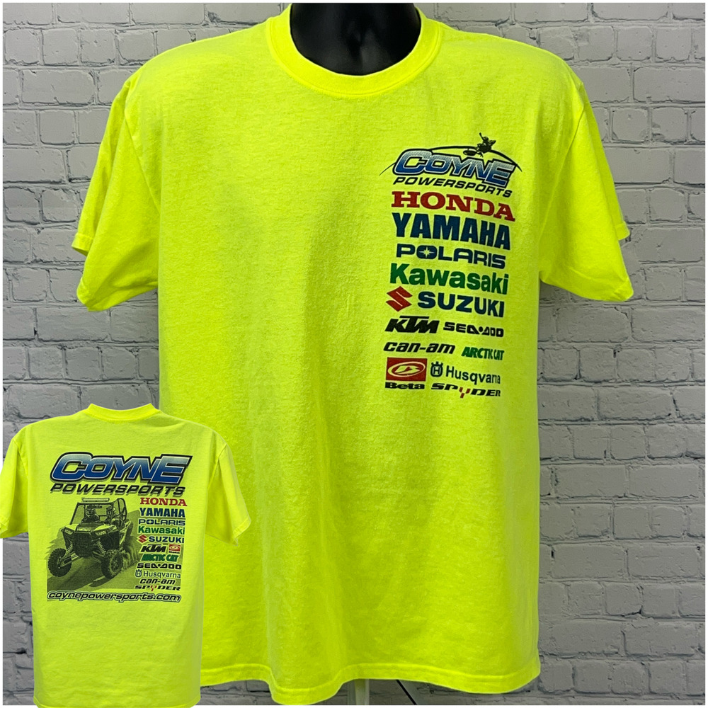 Coyne Powersports T Shirt L Large Yellow California OHV ATV UTV Off Roading Tee